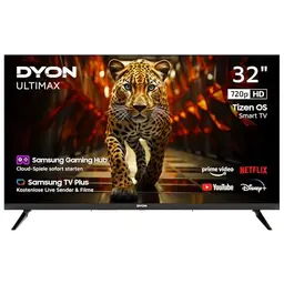 DYON ULTIMAX 32H-TI-W - 32 Zoll HD Smart TV mit Tizen OS, Triple Tuner, Smart Hub, Prime Video, Netflix, Disney+