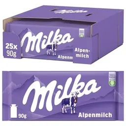 Milka Alpenmilch Schokolade, zartschmelzend, 25 x 90 g