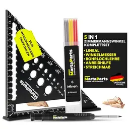 MartaParts® 180mm Zimmermannswinkel Set mit Tieflochmarker & Ersatzminen – Ideal für Handwerker und Heimwerker!