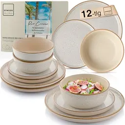 SÄNGER Rio Creme Tafelservice 12-teilig für 4 Personen, Geschirrset in Creme