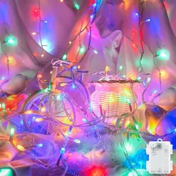 LED Lichterkette Außen & Innen, 3m, Batterie, Wasserdicht, Timer, Mehrfarbig, für Balkon, Fenster, Tür, Wände, Weihnachten, Hochzeiten