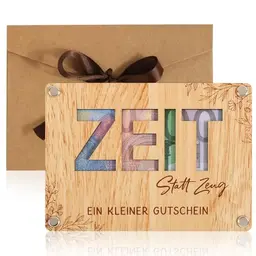 BOFUNX Gutschein Karte für Geldgeschenke aus Holz - Geschenk für Weihnachten, Geburtstag und besondere Anlässe