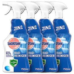 Sagrotan Bad-Reiniger Ozeanfrische – 2in1 Desinfektionsreiniger für zuverlässige Hygiene – 4 x 750 ml