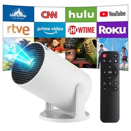 Mini Beamer 4K Smart Heimkino Projektor mit Android 11, Dual WiFi, Bluetooth und 130-Zoll-Display (Weiß)