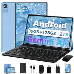 SUAAT Android-Tablet 10,1 Zoll mit Maus, Tastatur und Schutzhülle, Blau