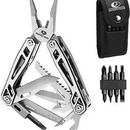 Mossy Oak 21-in-1 Multifunktionszange mit Klappmesser - Faltbares Multitool für Camping und Wandern mit Tragetasche