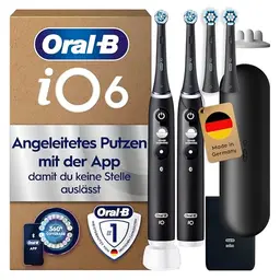 Oral-B iO Series 6 Elektrische Zahnbürste, Doppelpack, Schwarz