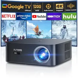 4K Smart Beamer mit Google TV, Netflix, Autofokus und Bluetooth – Ideal für Heimkino und Outdoor, bis zu 300"