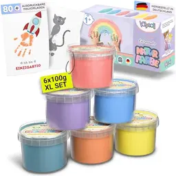 Valy&Oli® Fingerfarben für Kinder ab 1 Jahr - Unbedenklich & Fördert Kreativität - XL Set 6×100 g - Pastell