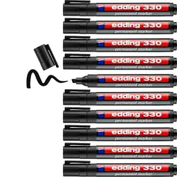 edding 330 Permanentmarker - schwarz - 10 Stifte - wasserfest und schnell-trocknend