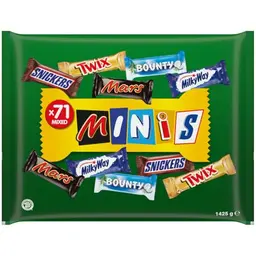 Mixed Minis Schokolade Großpackung mit 71 Mini-Schokoriegeln (Mars, Snickers, Bounty, Twix, Milky Way) - 1400g