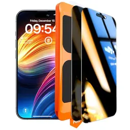 TOCOL Panzerglas Sichtschutz für iPhone 15 Pro, 9H Kratzfest, Automatische Installation - 2 Stück