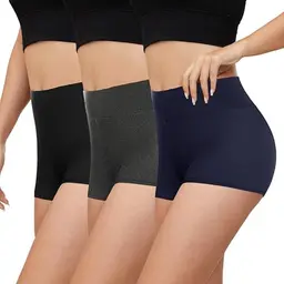Gayhay 3er Pack Damen Radlerhosen - High Waist Shorts in Schwarz, Dunkelgrau, Navy für Sport & Freizeit, Größe L/XL