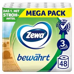 Zewa Toilettenpapier - 48 Rollen - 3-lagig mit Strohanteil