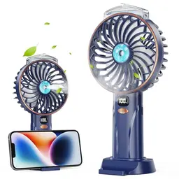 Fitabok Handventilator Tragbarer Mini USB-C Ventilator mit 5 Geschwindigkeiten, 4000 mAh Akku, LED-Anzeige für Büro, Outdoor & Reisen