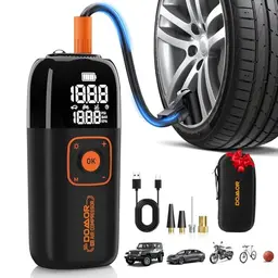 Tragbare Akku-Luftpumpe 150 PSI mit LED-Licht für Fahrrad, Auto, E-Bike und Motorrad