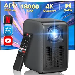iZEEKER 4K Beamer - Full HD 1080P, 18000 Lumen, WiFi & Bluetooth, Integriertes Netflix/YouTube/Prime Video