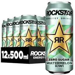 Rockstar Energy Drink Watermelon Kiwi - Zero Sugar - Koffein, 12 x 500ml