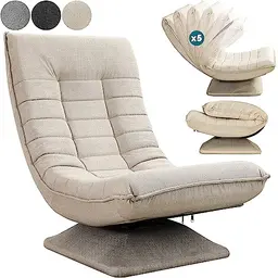 Casaria relax Sessel, verstellbar, drehbar, klappbar, 150kg, 60x105x87cm, gepolstert, beige