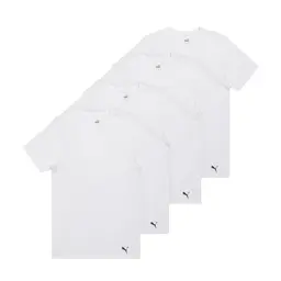 PUMA Herren-T-Shirt, Baumwolle, Rundhalsausschnitt, kurzärmelig, 4er-Pack, Weiß