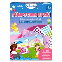 Skillmatics Bastelaktivität - Pünktchen Spaß! Stickerkunst für Kinder von 3 bis 7, 8 Bilder mit Prinzessinnen & Einhörnern