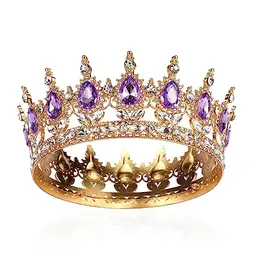 Krone für Mädchen und Damen, mit Kristall und Lila Strass, eleganter Tiarakopf für Braut, Prinzessin, Party, Hochzeit, Karneval oder Geburtstag