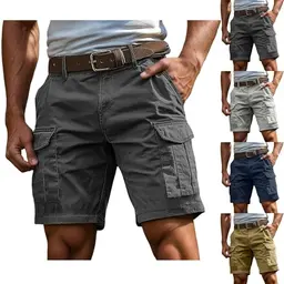 Herren Shorts - Sportliche Cargohosen, Bermudas, mit Reißverschluss, Sommer-Shorts, elastisch, bequem