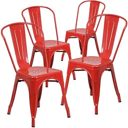 Flash Furniture Stapelstuhl, rot, 4 Stück, für drinnen und draußen