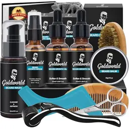 Bartpflege Set für Männer mit Bartroller – Ideales Geschenk für Geburtstag und Weihnachten