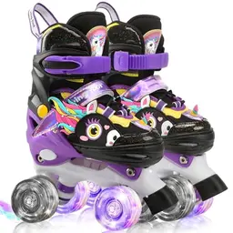 Einhorn Rollschuhe für Kinder mit leuchtenden Rädern, verstellbar, ideal für Anfänger, tolles Geschenk zu Geburtstagen und Weihnachten