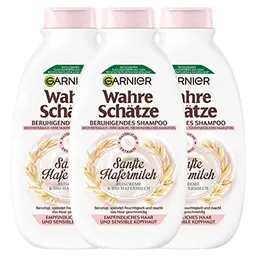 Garnier Wahre Schätze Beruhigendes Shampoo mit Hafermilch für empfindliches Haar, 3 x 250 ml