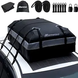 Marretoo 21 Kubikfuß Faltbare Dachbox für Autos, Wasserdichte Gepäckbox mit Antirutschmatte, Schwarz