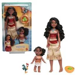 Mattel Disney Vaiana Schwesternset mit 2 Modepuppen und Haustier, inspiriert vom Film