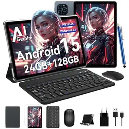 TABWEE Android 15 Tablet mit Tastatur - 24GB RAM, 128GB Speicher, 11 Zoll, 5G WiFi, GPS