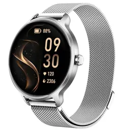 Smartwatch Herren Damen Rund, 1.27" AMOLED Smart Watch mit Telefonfunktion, Fitnessuhr mit Pulsuhr SpO2 Schlafmonitor Schrittzähler, 120+ Sportmodi Sportuhr IP68 Wasserdicht für iOS Android Silber