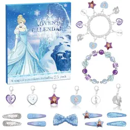 Adventskalender 2026 für Kinder Mädchen, 24-tägiger Weihnachts-Countdown im Frozen-Stil mit DIY-Überraschungen, Schmuck & Geschenken für 6-13 Jahre