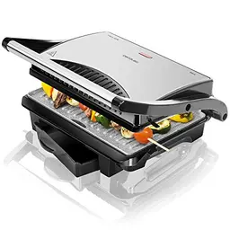 Cecotec Rock'nGrill 1500 Rapid Elektrogrill mit RockStone-Steinverkleidung und höhenverstellbarer Deckplatte