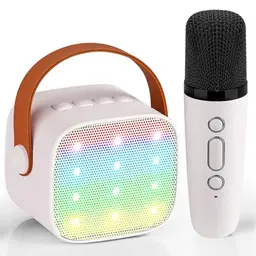 Karaoke Maschine für Kinder, Bluetooth Mikrofon mit Stimmverzerrer, Geschenkidee für Jungen und Mädchen, Weiß