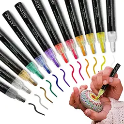 Artina 12tlg Acryl Marker Set - Wasserfeste Acrylstifte für Steine, Glas, Leinwand & Holz