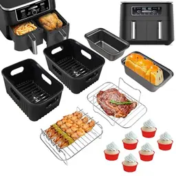 YINGRACE Airfryer Zubehör für Ninja Foodi & COSORI, 7-teiliges Set mit Silikonform, Grillrost und Muffinform