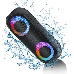 NOTABRICK Bluetooth Lautsprecher mit Licht – Tragbare Musikbox, IPX7 wasserdicht, 30W Stereo, 24h Akku für Zuhause & Unterwegs (Schwarz)