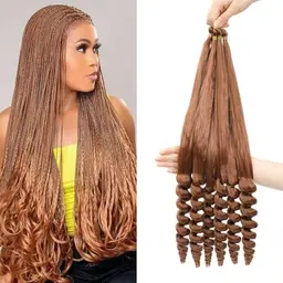 Loose Wave Pre-Gehäkelte Flechthaare, 6 Packs, Soft Yaki-Braid für natürliche Locken, 18 Zoll (30#)