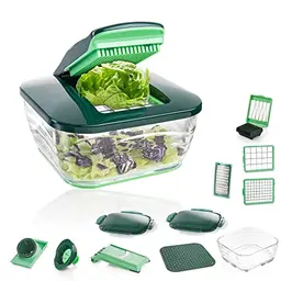 Genius Nicer Dicer Chef 18-teilig Gemüseschneider mit Glasschüssel - Mintgrün