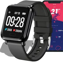 Retoo Smartwatch Damen & Herren, 1.3 Zoll Touchscreen, wasserdicht, Fitnessuhr mit Schrittzähler, Pulsmesser, Schlafmonitor, Sportmodi, kompatibel mit Android, Schwarz