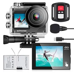 Exprotrek Action Cam 4K Ultra HD - Wasserdichte Unterwasserkamera mit WiFi und Fernbedienung