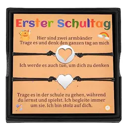 CheersLife Mutter-Tochter-Sohn Armbänder Set - Herz Armbänder für den ersten Schultag
