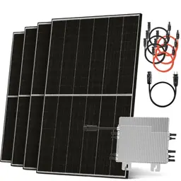Solarway® Balkonkraftwerk 2000W Komplettset - Steckdosenanschluss mit bifazialen 500W Solarmodulen