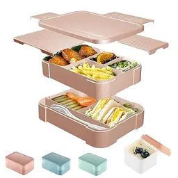 CALIYO Bento-Box 1550ml - Auslaufsichere Lunchbox für Kinder und Erwachsene | BPA-frei, mikrowellen- und spülmaschinenfest (Beigerot)