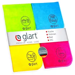 Glart 4444 Mikrofasertuch Set – 4 Reinigungstücher 40x40 cm – fusselfrei und streifenfrei für Küche, Bad und Haushalt