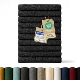 Blumtal Premium Gästetücher Set 12-teilig - 100% Baumwolle - Schwarz